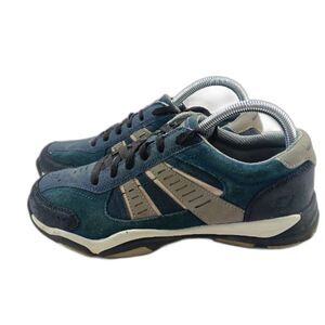 Skechers Larson Men's Suede Classic Fit Shoe. Blue/Gray. Size 7